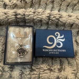 Silver Rose Pendant Necklace